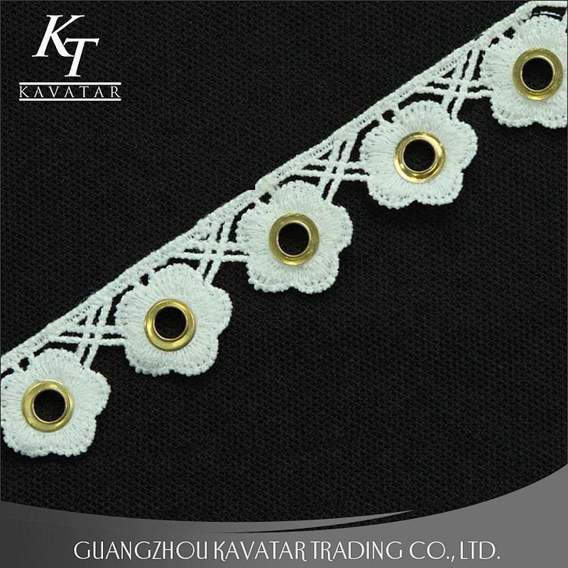 Kavatar Fashion Small Flower Design White Eyelet Lace For Wedding Dress Eyelet belt