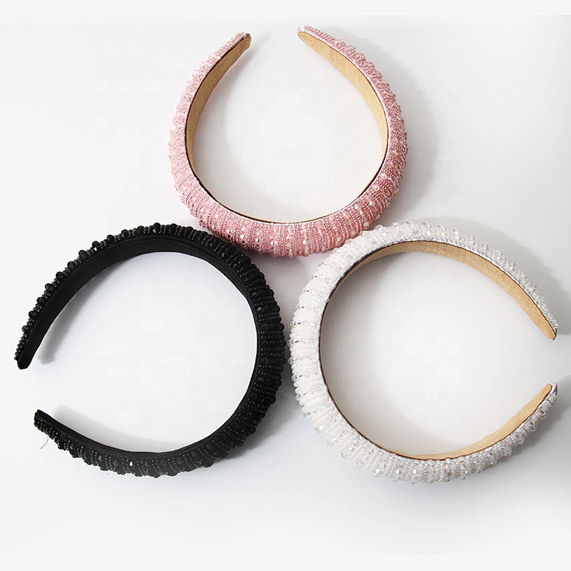 Manufacturer of direct colored beads with multi - colored gemstone hand sewn stylish temperament latest style hair hoops baroque