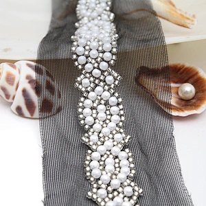 Wholesale Embroidery beaded lace trim 5 cm Mesh fabric lace trims beautiful Accessories for dress 3D wedding Designer