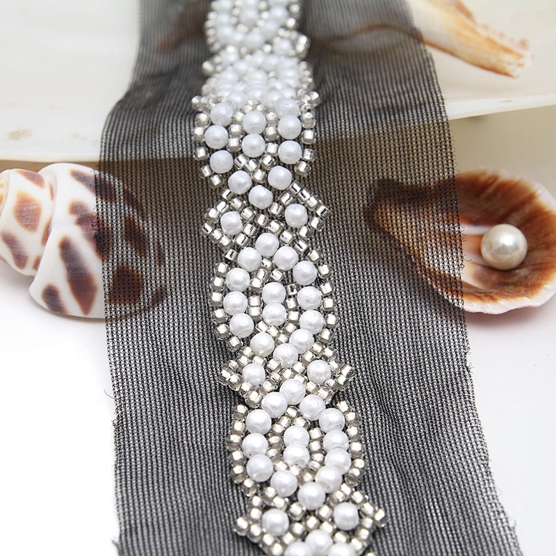 Wholesale Embroidery beaded lace trim 5 cm Mesh fabric lace trims beautiful Accessories for dress 3D wedding Designer
