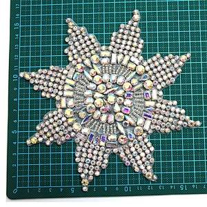 Christmas Cherry Flower Decorative Sew on Rhinestone Beaded Patches Wholesale patches for clothing