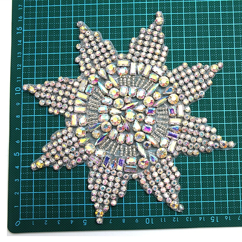 Christmas Cherry Flower Decorative Sew on Rhinestone Beaded Patches Wholesale patches for clothing