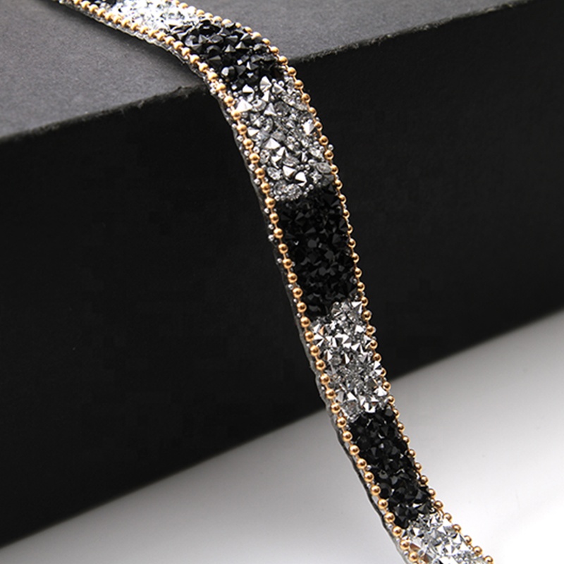 Kavatar Hotfix trimming rhinestone hot fix banding Copper chain rhinestone transfer tape iron trimming