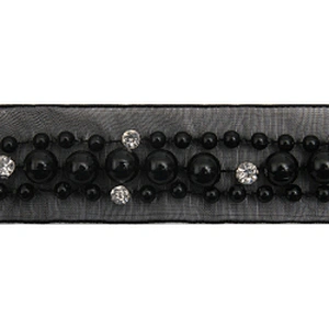 kavatar  wholesale new Handmade Bead lace Embroidered Tulle Trim wedding with Accessories Beads Crystals & Rhinestones