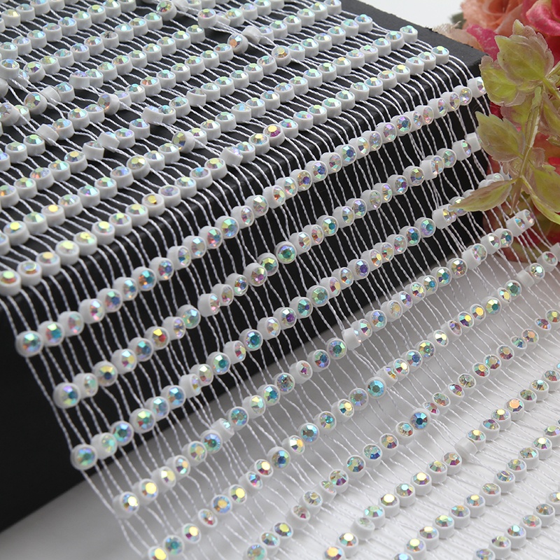 wholesale fashion Bling Hot Fix Rhinestone Bead  Mesh Garment Trim Roll For Women Dress Clothes Fabric for dress