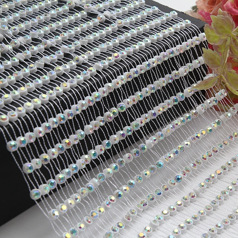 wholesale fashion Bling Hot Fix Rhinestone Bead  Mesh Garment Trim Roll For Women Dress Clothes Fabric for dress