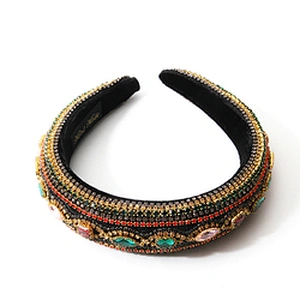 Manufacturer of direct colored beads with multi - colored gemstone hand sewn stylish temperament latest style hair hoops baroque