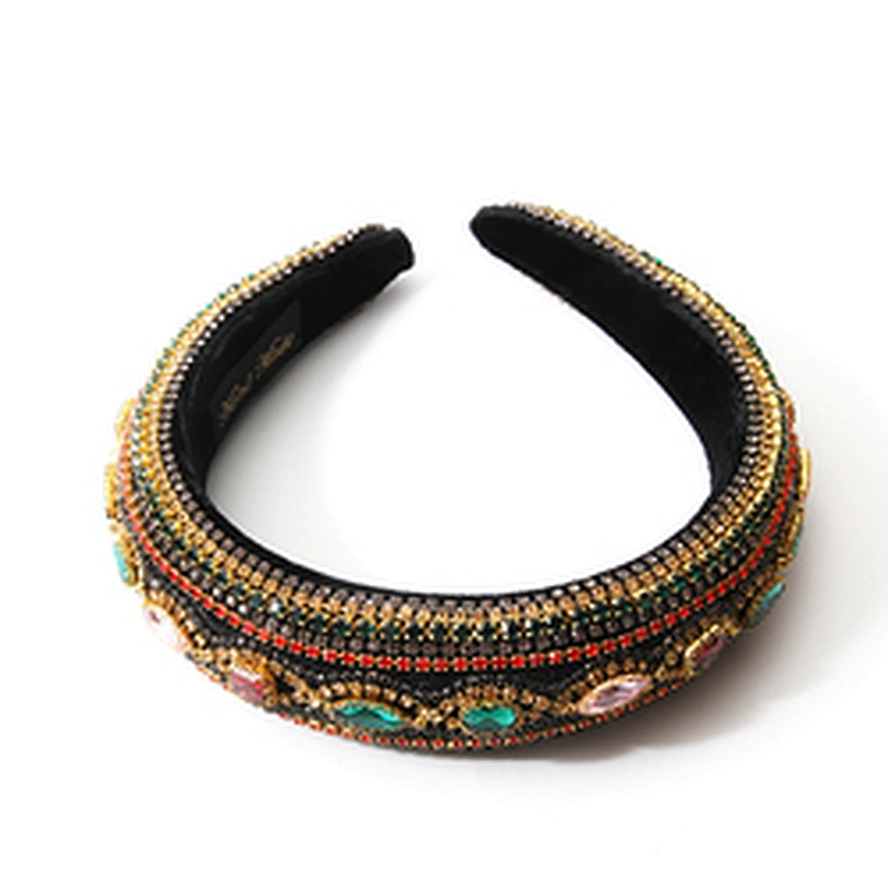 Manufacturer of direct colored beads with multi - colored gemstone hand sewn stylish temperament latest style hair hoops baroque