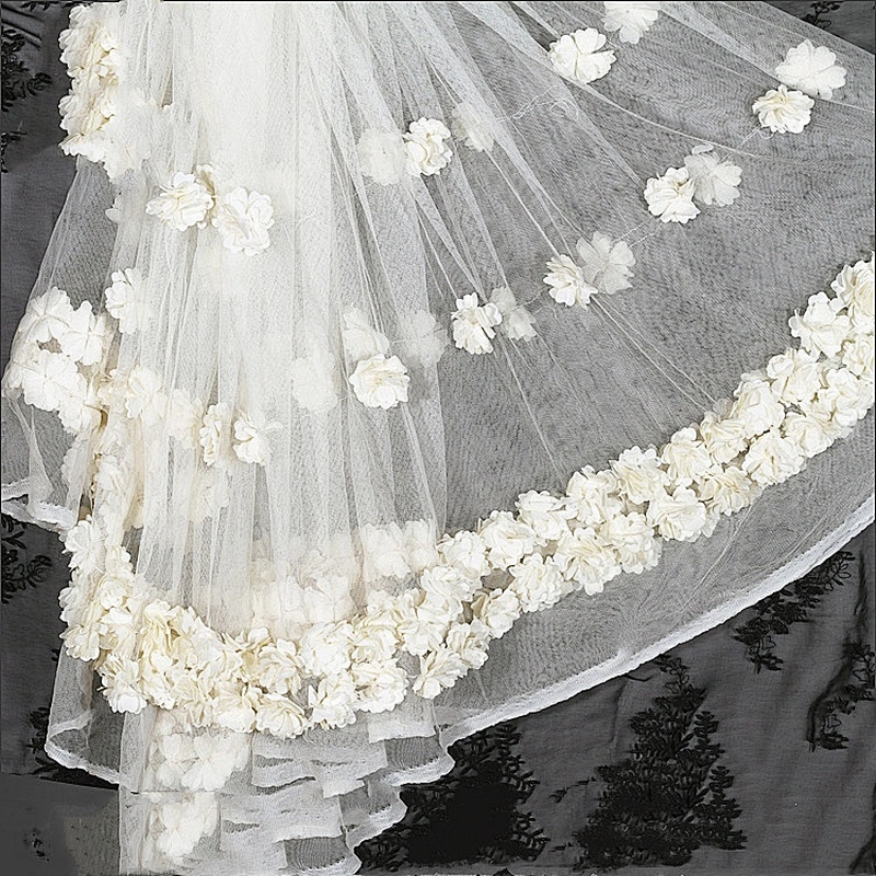 Kavatar Lace Organza Fabric White Flower Embroidery African lace fabric