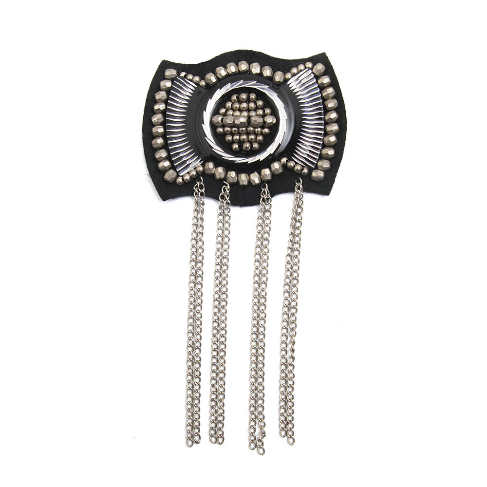 wholesale  designer badges cloth stickers Sew on for clothing accessories decoration 3D patch  rhinestone Metal Chain Tassel