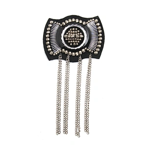 wholesale  designer badges cloth stickers Sew on for clothing accessories decoration 3D patch  rhinestone Metal Chain Tassel