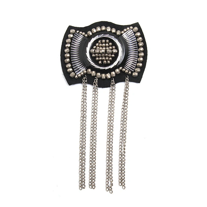 wholesale  designer badges cloth stickers Sew on for clothing accessories decoration 3D patch  rhinestone Metal Chain Tassel