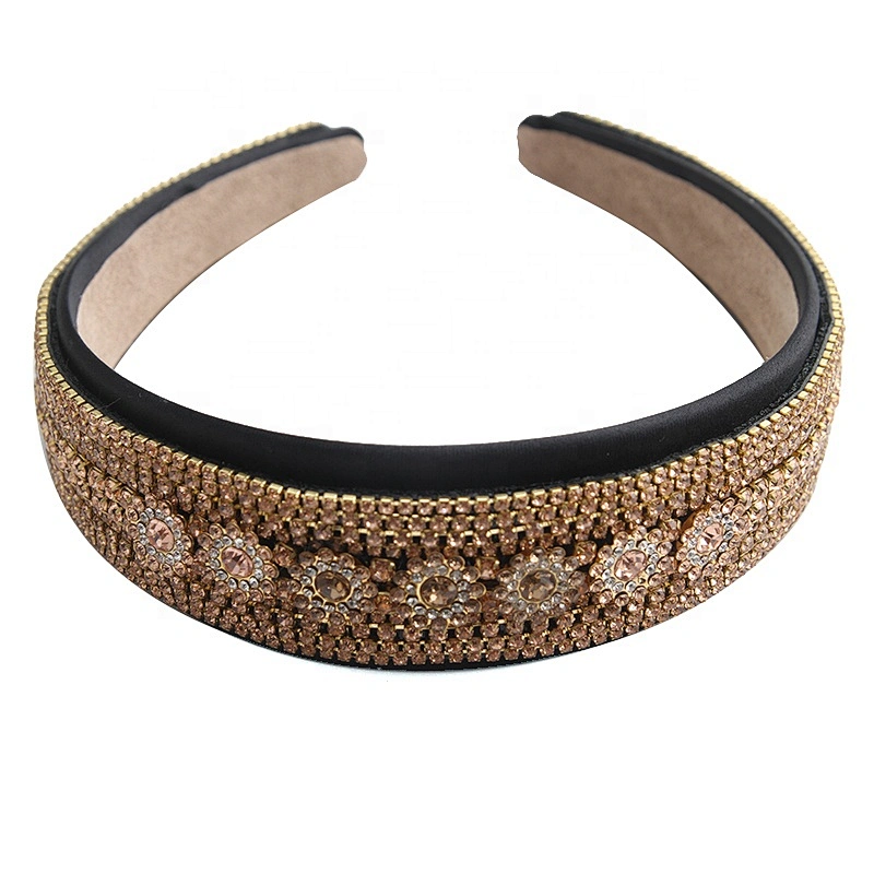 fashion headbands with rhinestones Wholesale JET MIXED CRYSTAL Topaz rhinestone chain Headband Hairbands DESIGNER HEADBANDS