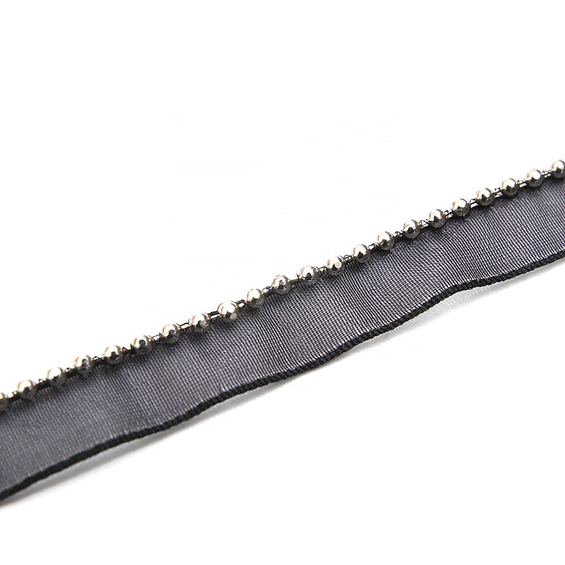 Wholesale Chain lace trim beaded 1.1 cm Sew-On lace trim Polyester net mesh Lace trimmings for clothes  Accessories