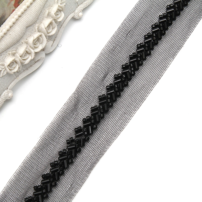 Wholesale Embroidery beaded lace trim 3.5 cm Mesh fabric lace trims beautiful Accessories for dress 3D wedding Designer