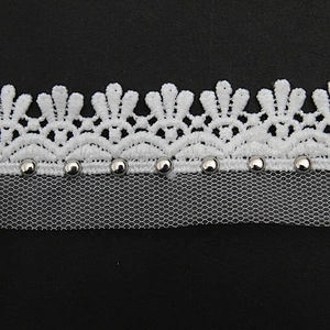 Wholesale 3.4cm Size Studs trim ribbon diy handmade costume dress sewing bead lace trim Design Rivets Trims