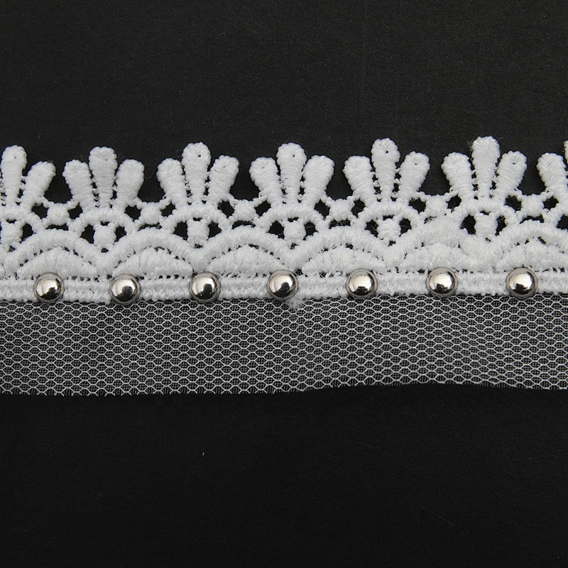 Wholesale 3.4cm Size Studs trim ribbon diy handmade costume dress sewing bead lace trim Design Rivets Trims