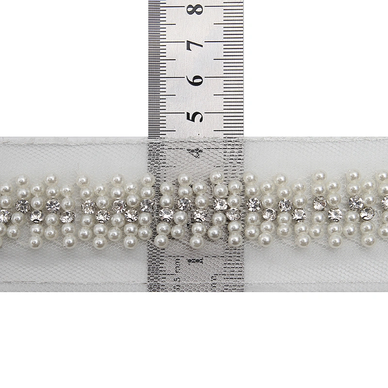 kavatar  wholesale new Handmade Bead lace Embroidered Tulle Trim wedding with Accessories Beads Crystals & Rhinestones