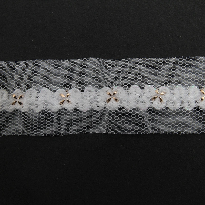 Wholesale 2.5cm Size Studs trim ribbon diy handmade costume dress sewing bead lace trim Design Rivets Sequins Trims