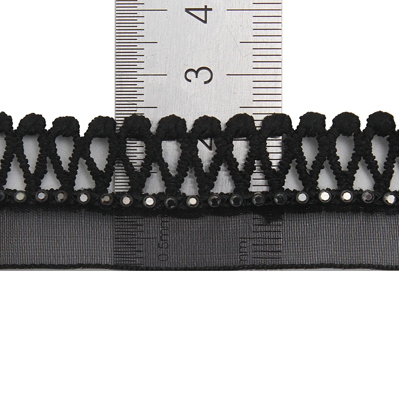 Wholesale Chain lace trim rhinestone 2.4 cm Sew-On lace trim Polyester net mesh Lace trimmings wedding for clothes  Accessories