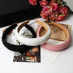 Manufacturer of direct colored beads with multi - colored gemstone hand sewn stylish temperament latest style hair hoops baroque