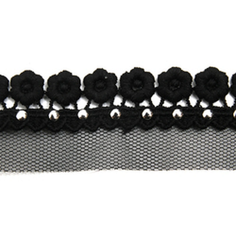 Wholesale 3.3cm Size Studs trim ribbon diy handmade costume dress sewing bead lace trim Design Rivets Trims