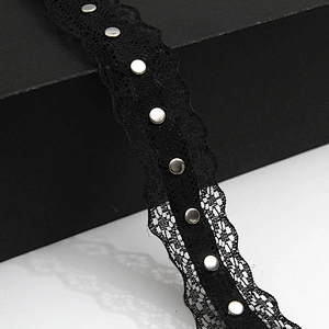 Wholesale 2.8cm Size Studs trim ribbon diy handmade costume dress sewing bead lace trim Design Rivets Trims