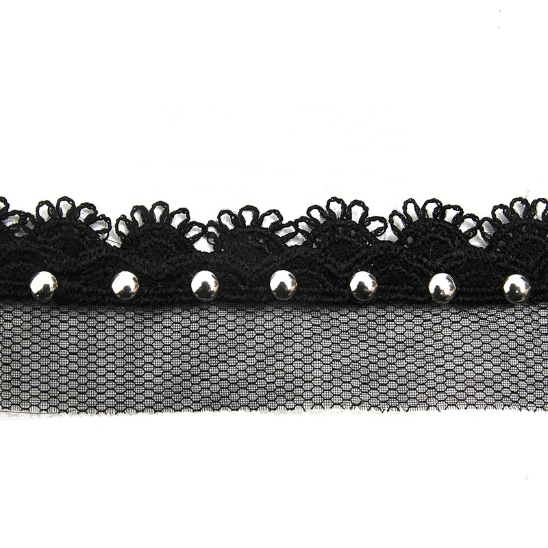 Wholesale 2.7cm Size Studs trim ribbon diy handmade costume dress sewing bead lace trim Design Rivets Trims