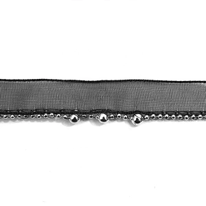 Wholesale Chain lace trim beaded 1.3 cm Sew-On lace trim Polyester net mesh Lace trimmings for clothes  Accessories