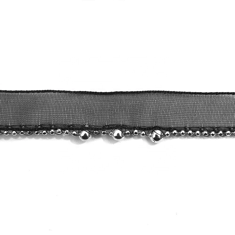 Wholesale Chain lace trim beaded 1.3 cm Sew-On lace trim Polyester net mesh Lace trimmings for clothes  Accessories