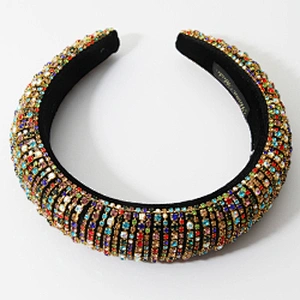 Manufacturers direct colorful  with blue headband bride with hand sewing Acrylic rhinestone with the latest style bling