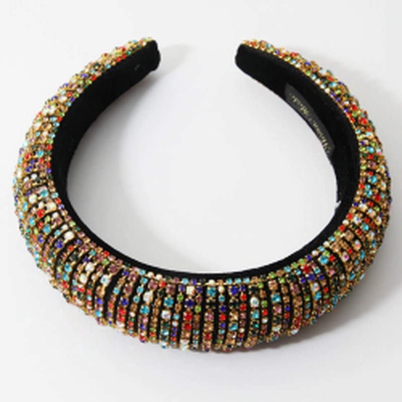Manufacturers direct colorful  with blue headband bride with hand sewing Acrylic rhinestone with the latest style bling