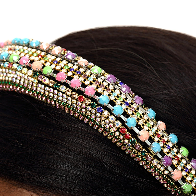 Manufacturers direct colorful beads with blue pearl headband bride with hand sewing Acrylic beads with the latest style bling