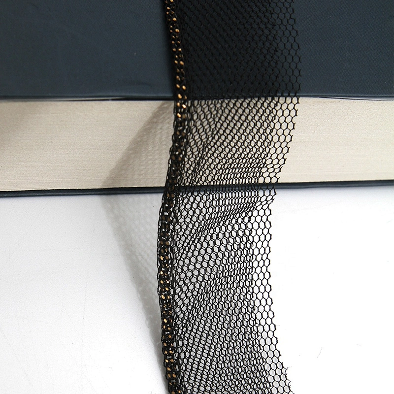 Wholesale Chain lace trim gold chain 2.2 cm Sew-On lace trim Polyester net mesh Lace trimmings wedding for clothes  Accessories