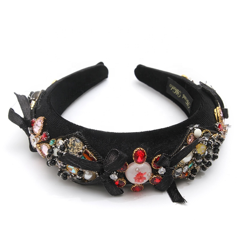 wholesale Hair Decoration Velour Crystal And Rhinestone Cup chain Decorated hair accessories Hairbands WOMEN HEADBAND
