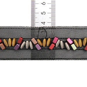kavatar  wholesale new Handmade Bead lace Embroidered Tulle Trim wedding with Accessories Beads Rhinestones