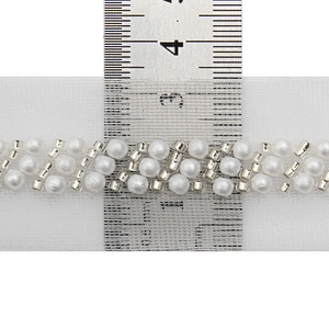 Wholesale Embroidery beaded lace trim 3.3 cm Mesh fabric lace trims beautiful White Accessories for dress 3D wedding Designer