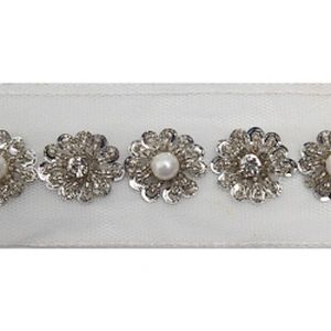 kavatar  wholesale new Handmade Bead lace Embroidered Tulle Trim wedding with Accessories Beads Crystals & Rhinestones