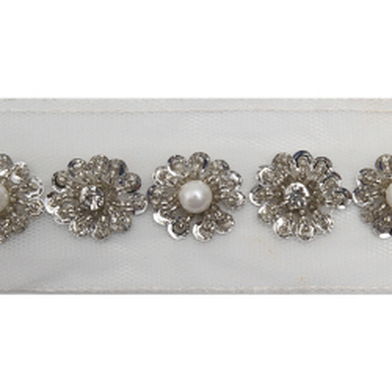 kavatar  wholesale new Handmade Bead lace Embroidered Tulle Trim wedding with Accessories Beads Crystals & Rhinestones