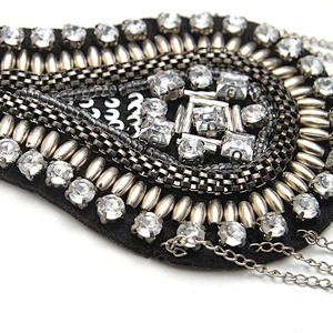 wholesale  designer badges cloth stickers Sew on for clothing accessories decoration 3D patch  rhinestone Metal Chain Tassel