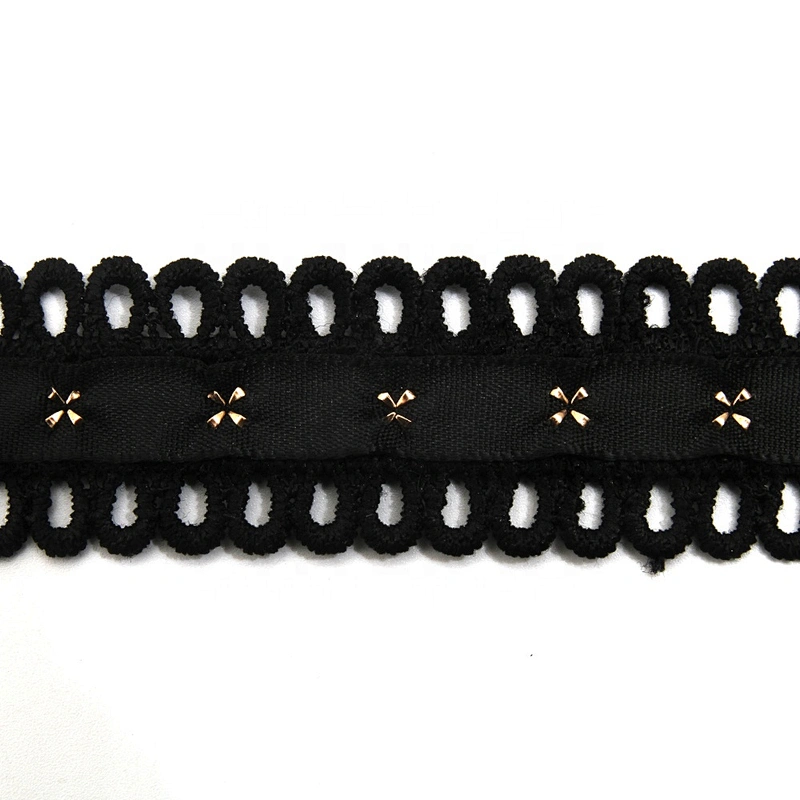 Wholesale 2.7cm Studs trim ribbon diy handmade costume dress sewing bead lace trim Design Rivets Trims
