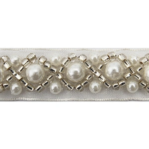 kavatar  wholesale new Handmade Bead lace Embroidered Tulle Trim wedding with Accessories Beads Crystals & Rhinestones