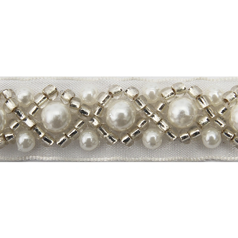kavatar  wholesale new Handmade Bead lace Embroidered Tulle Trim wedding with Accessories Beads Crystals & Rhinestones