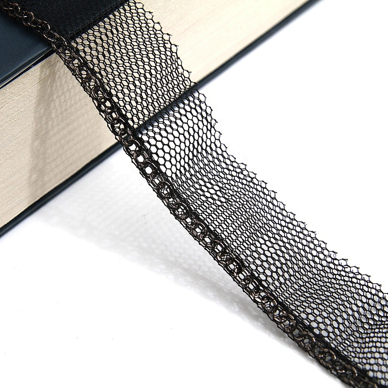 Wholesale Chain lace trim Link Chain 1.7 cm Sew-On lace trim Polyester net mesh Lace trimmings for clothes  Accessories