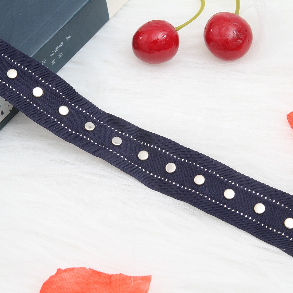 Rivet beaded ribbon trim lace fabric  diy handmade costume dress sewing Studs beads lace trim