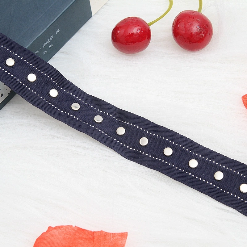 Rivet beaded ribbon trim lace fabric  diy handmade costume dress sewing Studs beads lace trim