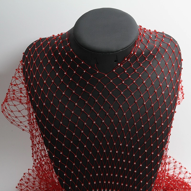 Wholesale Rhinestone stretchy Mesh roll Fabric crystal mesh fabric trimming design for dress shoes clothing