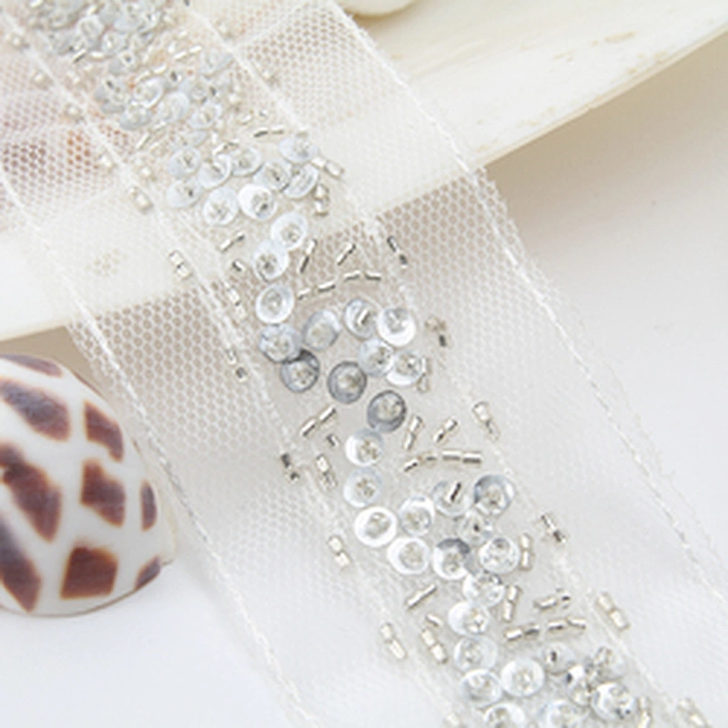 Elegant bridal beaded wholesale Accessories rose gold fancy sequin bead handmade trimming
