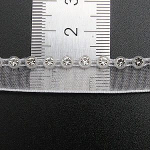 Wholesale Chain lace trim rhinestone 1.2 cm Sew-On lace trim Polyester net mesh Lace trimmings wedding for clothes  Accessories