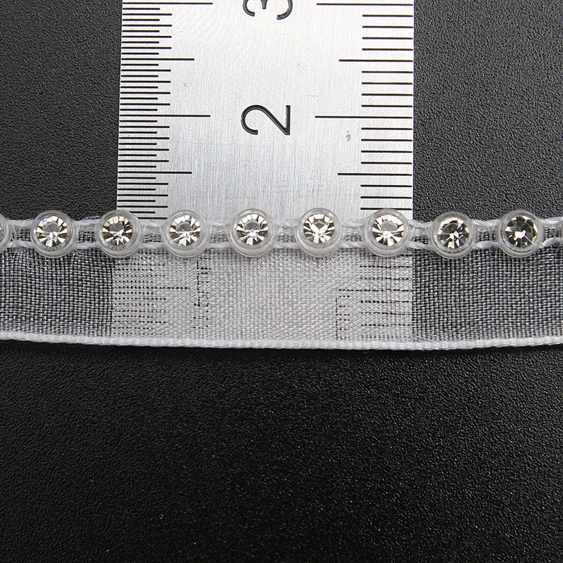 Wholesale Chain lace trim rhinestone 1.2 cm Sew-On lace trim Polyester net mesh Lace trimmings wedding for clothes  Accessories